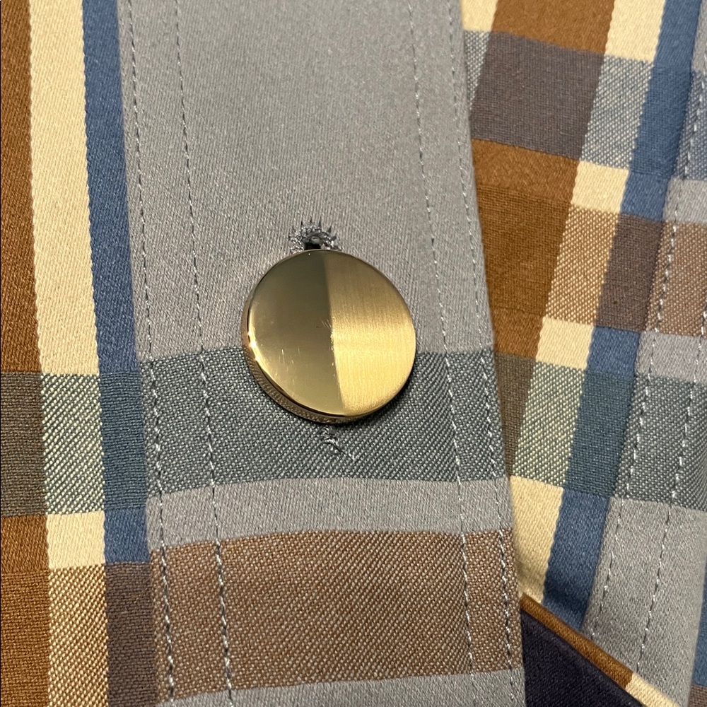NWOT CABI #6248 blue plaid trench coat size medium new - Picture 6 of 9